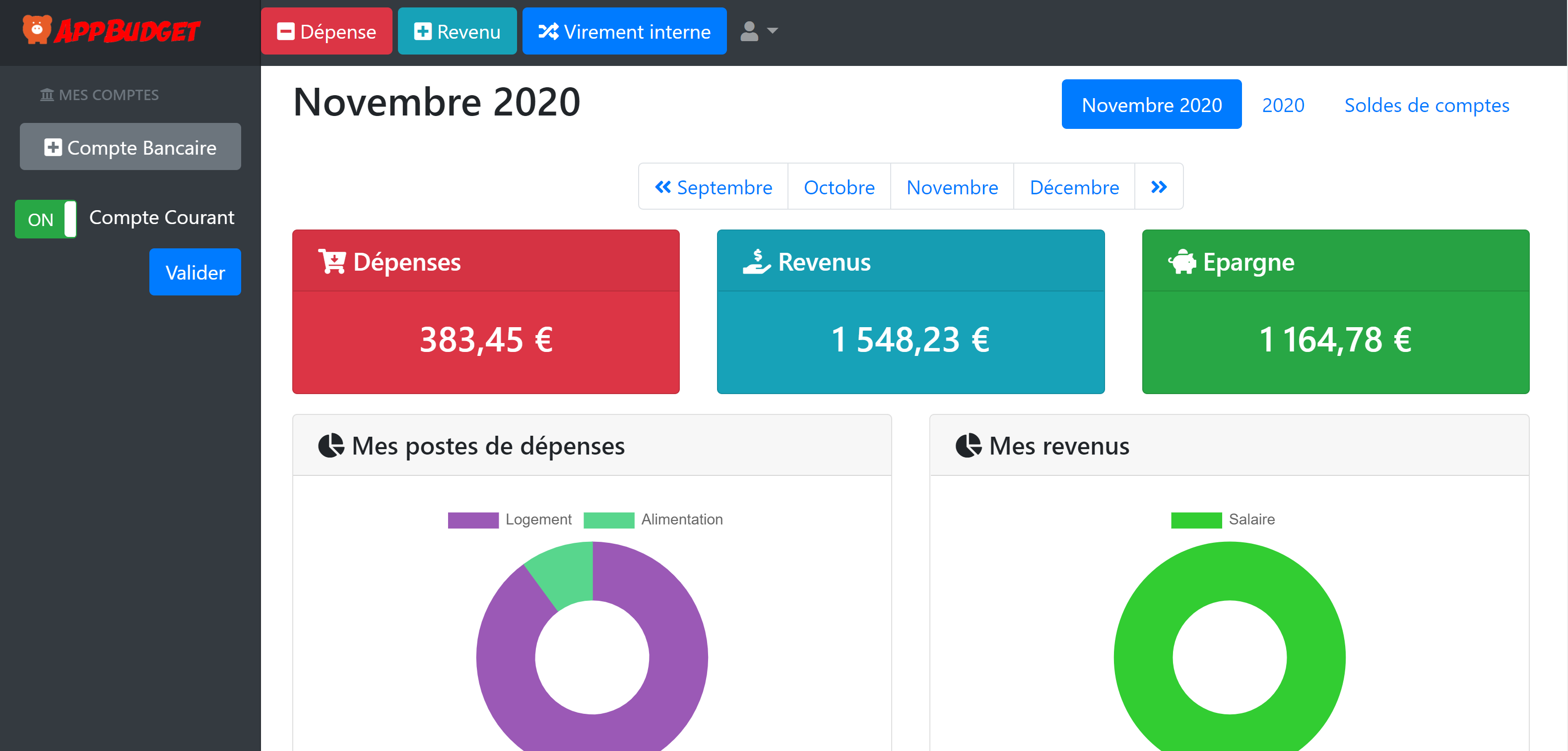 Interface appBudget